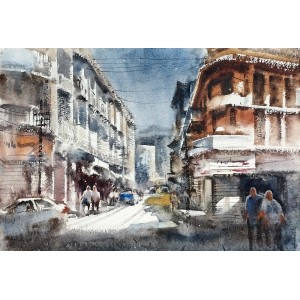 Farrukh Naseem, 15 x 22 Inch, Watercolor On Paper, Cityscape Painting,AC-FN-086